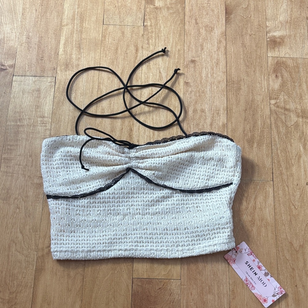 SHEIN White and Black Crop Top